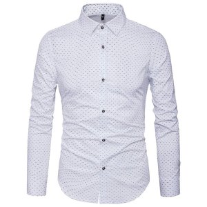 MUSE FATH Men’s Printed Dress Shirt-100% Cotton Casual Long Sleeve Shirt-Regular Fit Button Down Point Collar Shirt