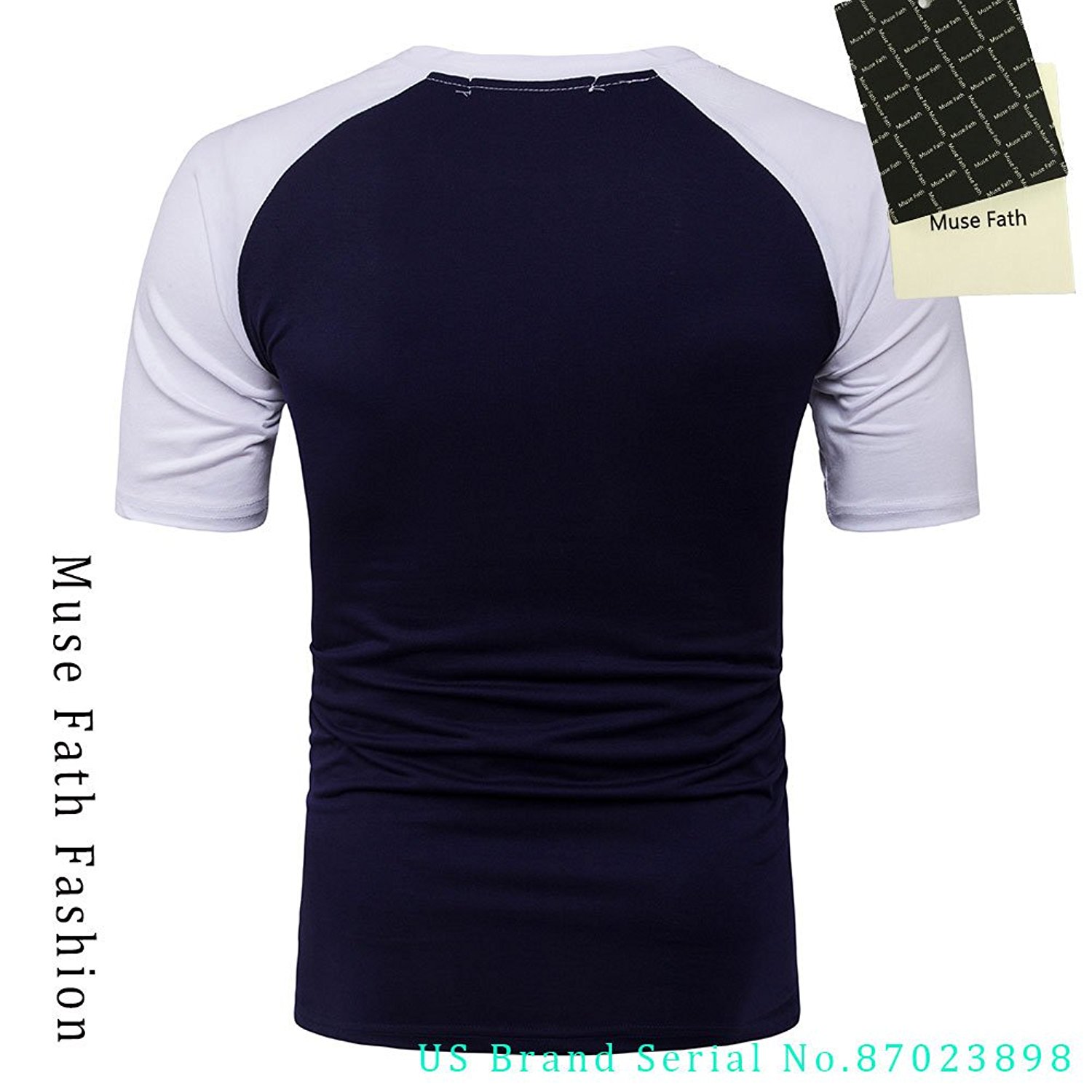 MUSE FATH Mens Casual Raglan T-Shirt, 100% Cotton Short Sleeve Baseball Jersey Tee Shirt - Click Image to Close