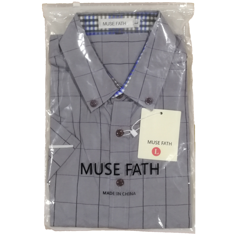 MUSE FATH Mens 100% Cotton Short Sleeve Shirt-Easycare Short Sle - Click Image to Close