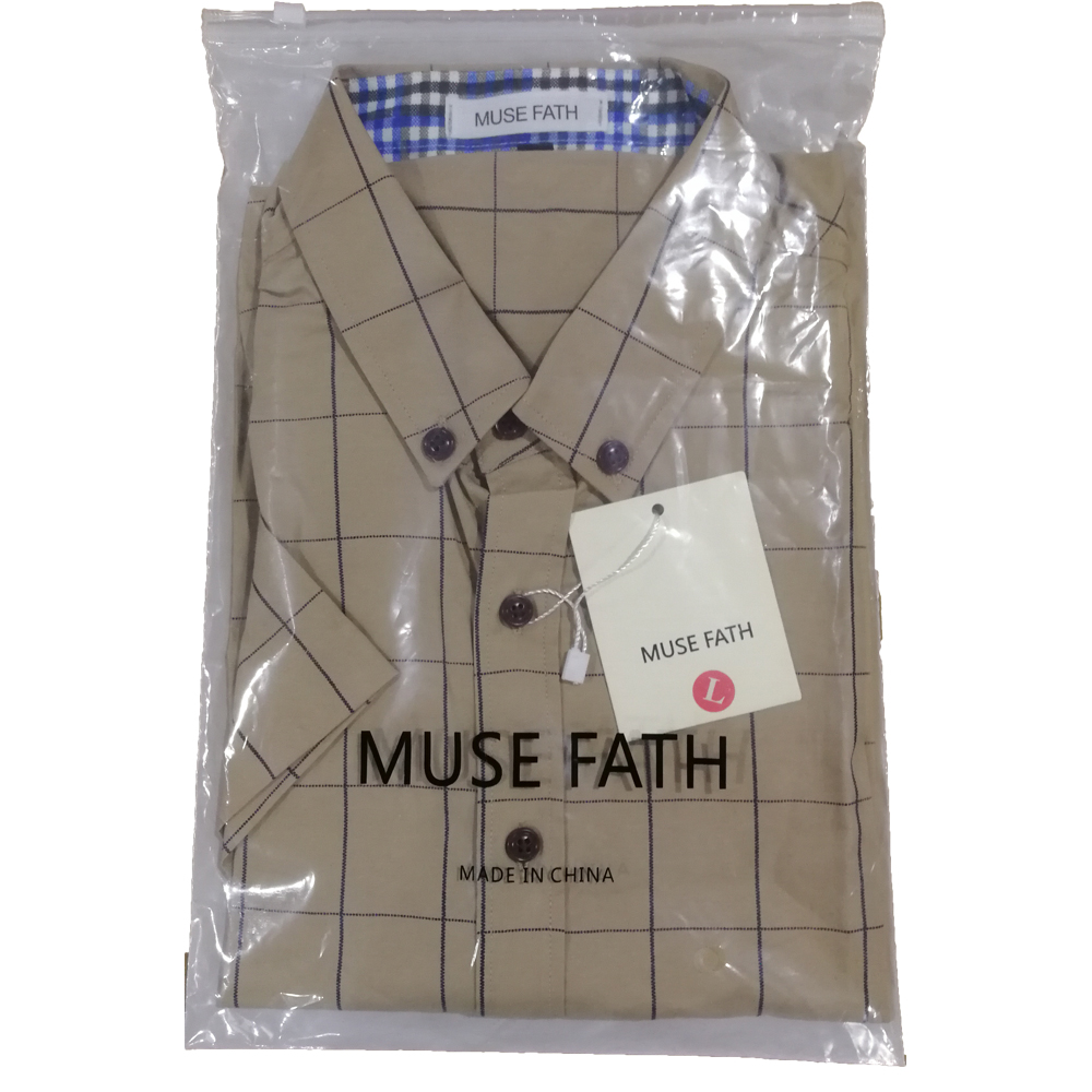 MUSE FATH Mens 100% Cotton Short Sleeve Shirt-Easycare Short Sle - Click Image to Close