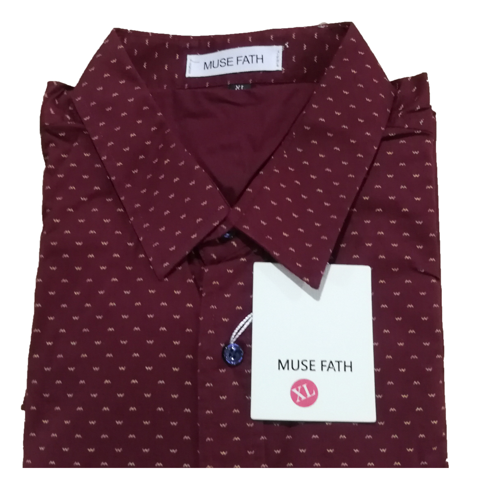 MUSE FATH Men’s Printed Dress Shirt-100% Cotton Casual Long Sleeve Shirt-Regular Fit Button Down Point Collar Shirt - Click Image to Close